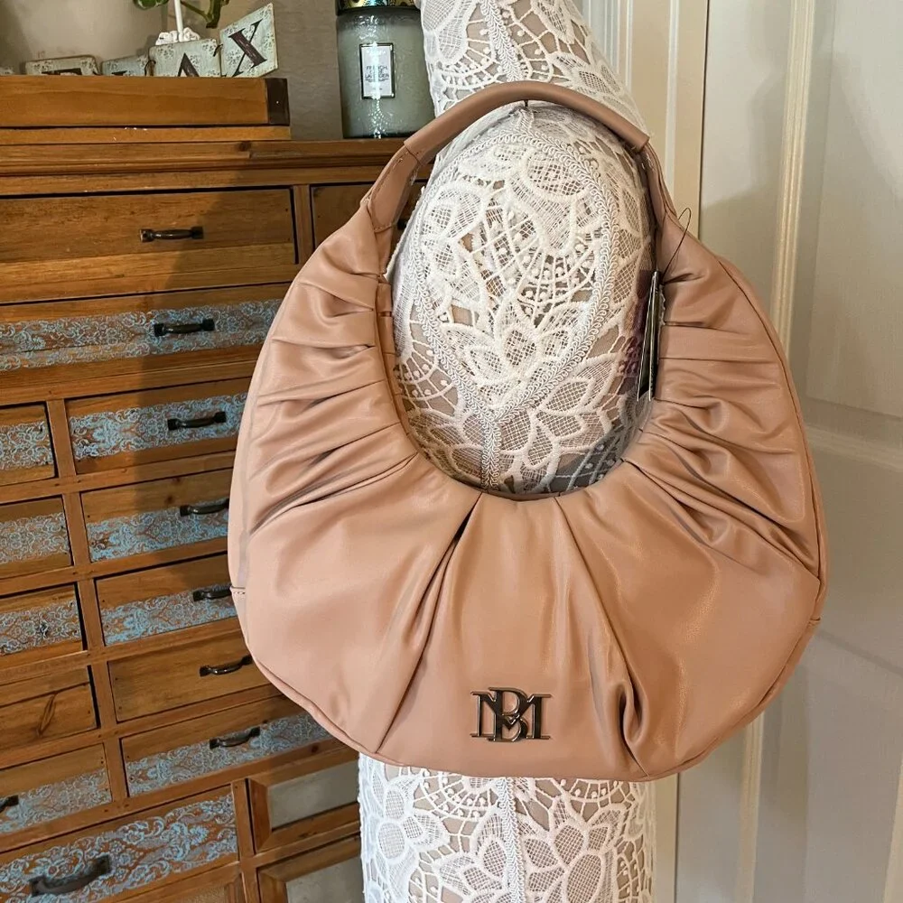 Badgley Mischka - Pleats Shoulder Bag - Pink/Peach Vegan Leather - NWT